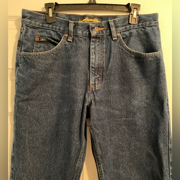 LEE men’s regular fit straight leg dark blue jeans size: 34x30 - Picture 3 of 8